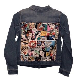 Kid's Denim Jacket With Comic Back Panel